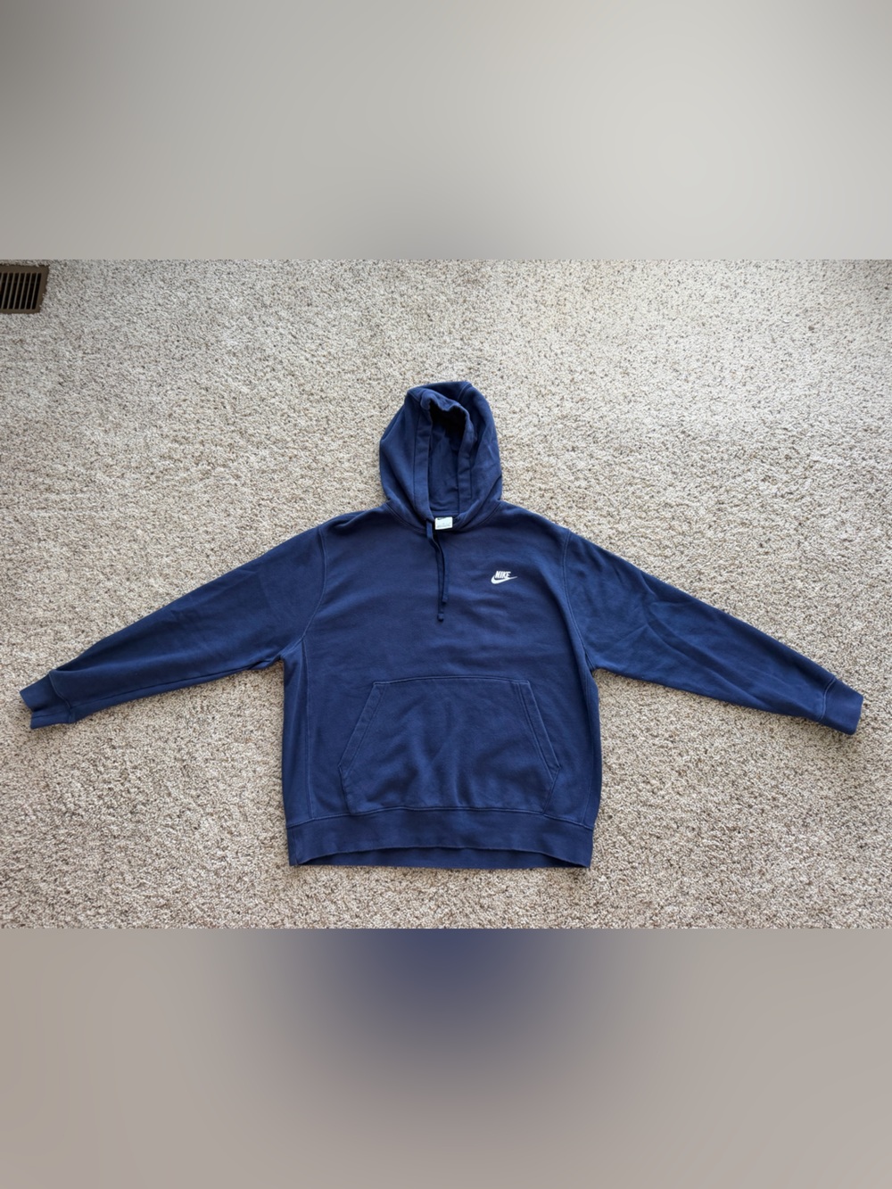 Nike Navy Blue Pullover Hoodie with White Swoosh
